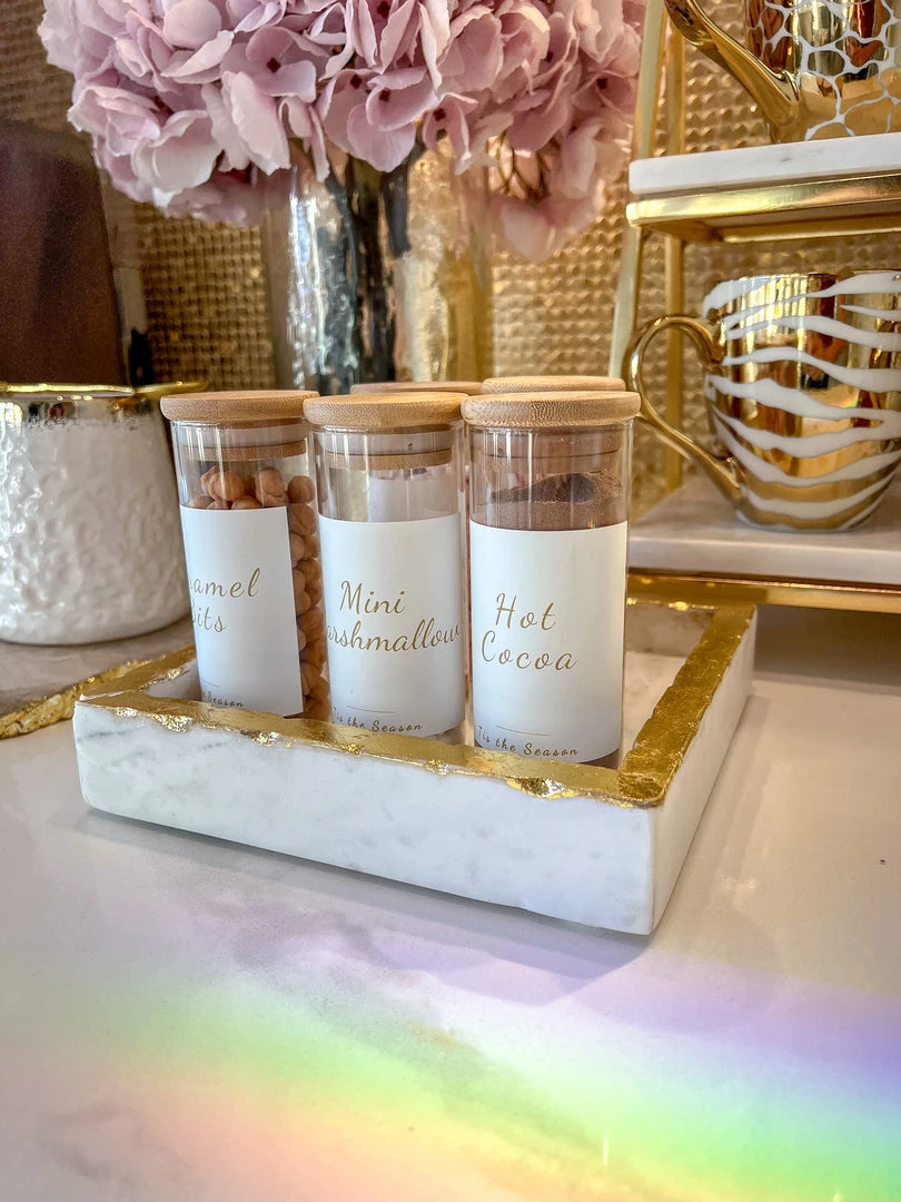 Inspire Me! Home Decor Square Marble Tray With Gold Edge (2 Sizes)