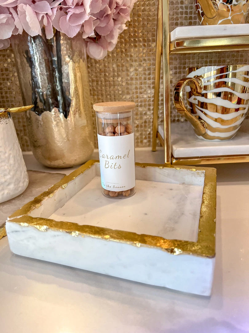 Inspire Me! Home Decor Square Marble Tray With Gold Edge (2 Sizes)