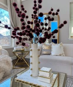 Inspire Me! Home Decor White Ceramic Studded Vase (3 Sizes)