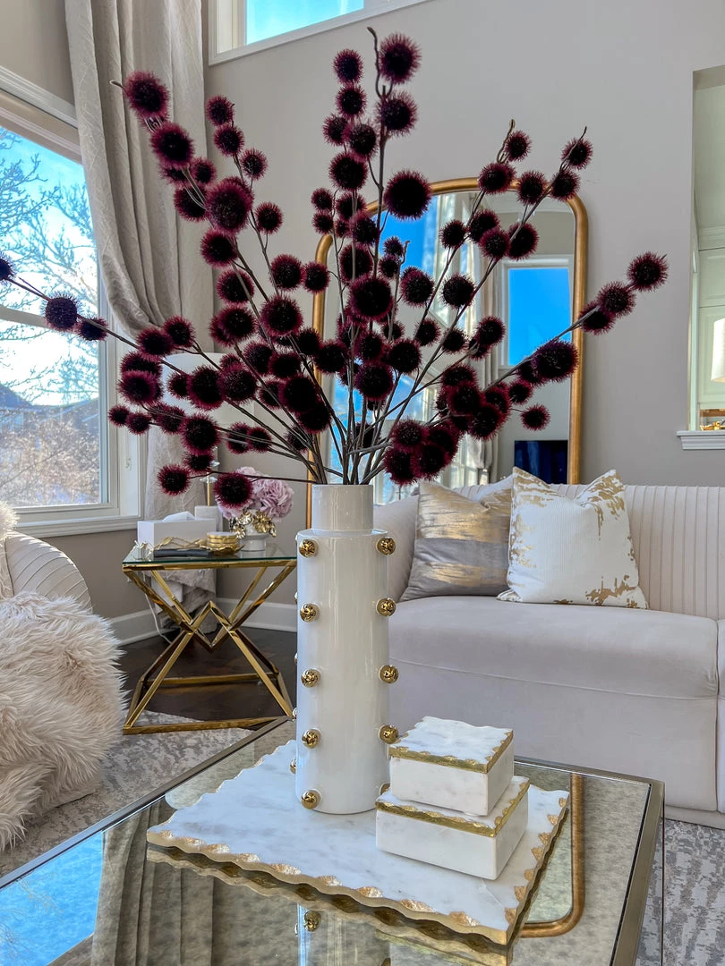 Inspire Me! Home Decor White Ceramic Studded Vase (3 Sizes)