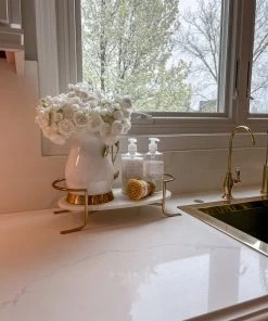 Inspire Me! Home Decor Oval Marble Tray With Gold Handles