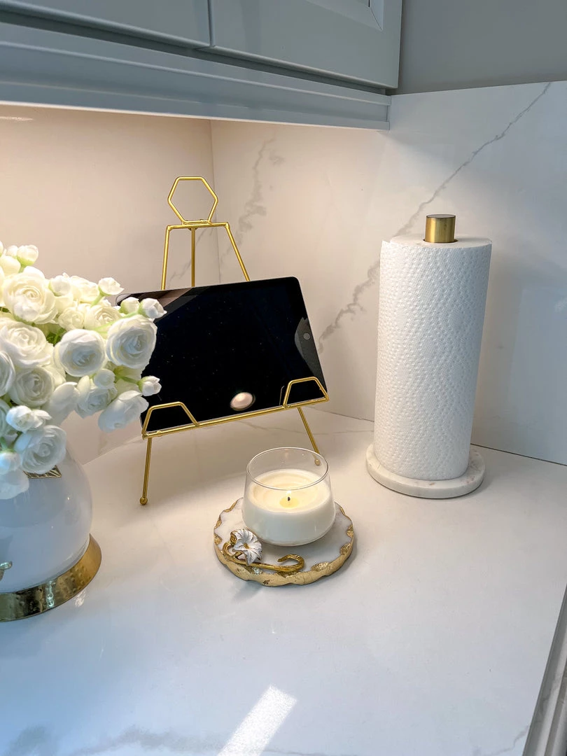 Inspire Me! Home Decor Paper Towel & Napkin Holders Marble And Brass Paper Towel Holder