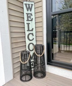 Inspire Me! Home Decor Indoor/Outdoor Rattan Black Tapered Lantern (2 Sizes)