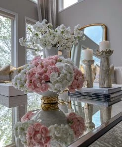 Inspire Me! Home Decor White Ceramic Bowl With Elegant Gold Detail