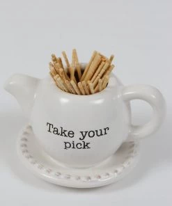 Inspire Me! Home Decor KITCHEN White Ceramic Toothpick Holder (3 Shapes)