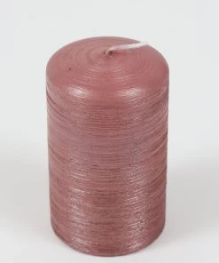 Inspire Me! Home Decor Pink Brushed Metallic Pillar Candle