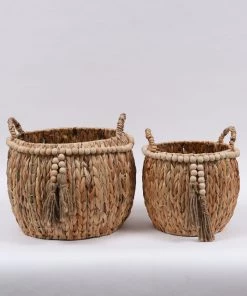 Inspire Me! Home Decor Braided Baskets With Beaded Tassel (Set Of 2)