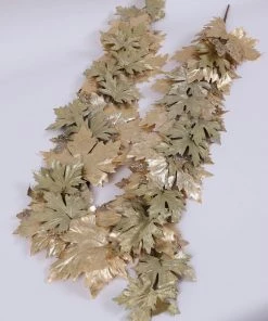 Inspire Me! Home Decor Glittered Gold Maple Leaf Garland