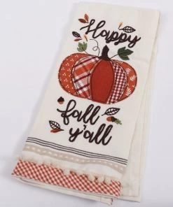 Inspire Me! Home Decor "Happy Fall Ya'll" Pumpkin Kitchen Towel