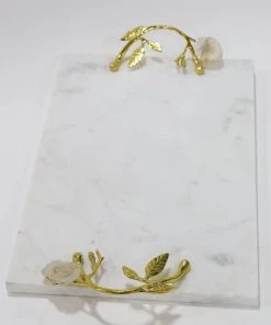 Inspire Me! Home Decor Marble Tray With Gold Agate Handles