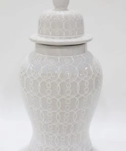 Inspire Me! Home Decor Oversized White Patterned Ginger Jar