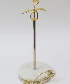 Inspire Me! Home Decor Gold Leaf Paper Towel Holder With Marble Base