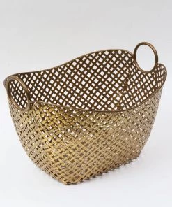 Inspire Me! Home Decor Gold Basket With Handles