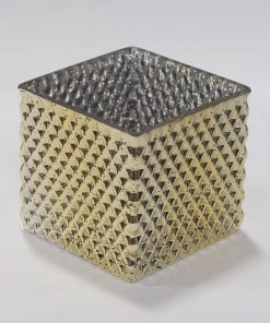 Inspire Me! Home Decor Gold Studded Glass Square Vase