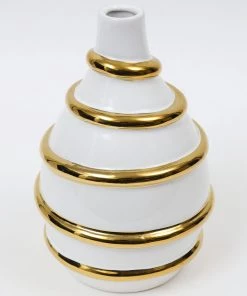 Inspire Me! Home Decor White Porcelain Vase With Stripe Design (2 Colors)