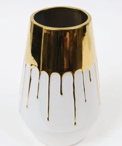 Inspire Me! Home Decor White Porcelain Vase Dipped Design (2 Colors)