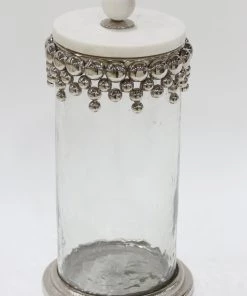 Inspire Me! Home Decor Silver Beaded Canisters W/ Marble Lid (3 Sizes)