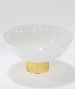 Inspire Me! Home Decor Large White Glass Gold Footed Bowl
