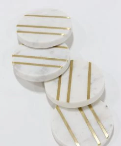 Inspire Me! Home Decor Marble Round Coasters With Gold Inlay (Set Of 4)