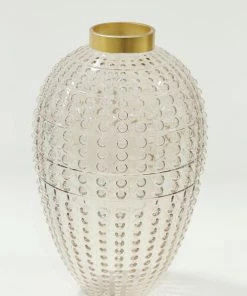 Inspire Me! Home Decor Studded Amber Glass Vase Wtih Gold Rim