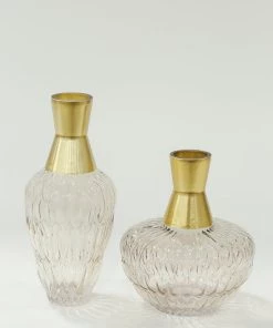 Inspire Me! Home Decor Amber Glass Vase With Gold Neck (2 Sizes)