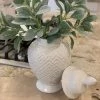 Inspire Me! Home Decor White Geometric Ceramic Ginger Jar