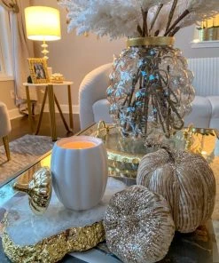 Inspire Me! Home Decor White Pumpkin Candle With Gold Top (2 Sizes)