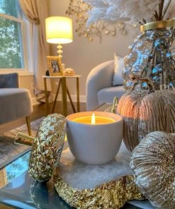 Inspire Me! Home Decor White Acorn Candle With Gold Top