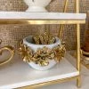 Inspire Me! Home Decor White Ceramic Spoon Holder/Vase With Gold Petal Design