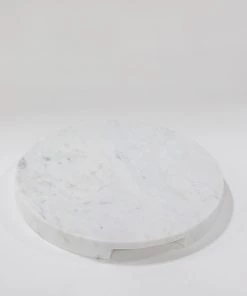 Inspire Me! Home Decor Round Marble Tray With Handle Grooves