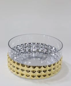Inspire Me! Home Decor Oversized Gold Studded Glass Bowl