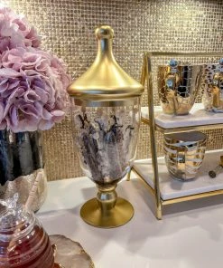 Inspire Me! Home Decor Gold Clear Glass Apothecary Jar W/ Lid (2 Colors)