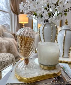 Inspire Me! Home Decor Large White Tip Matches In Detailed Cloche