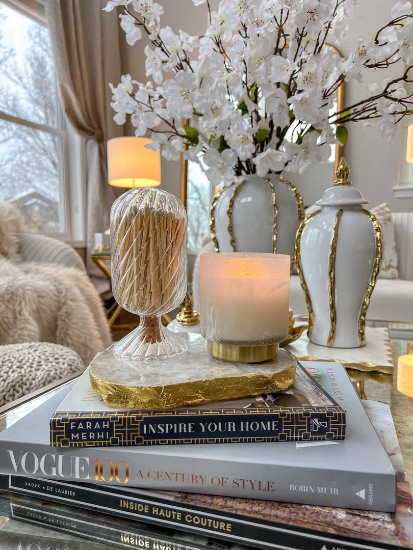 Inspire Me! Home Decor Metallic Gold Edge Agate Trivet