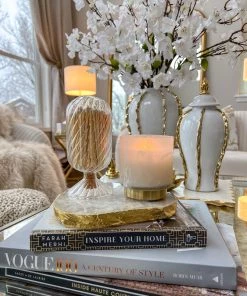 Inspire Me! Home Decor Large White Tip Matches In Detailed Cloche