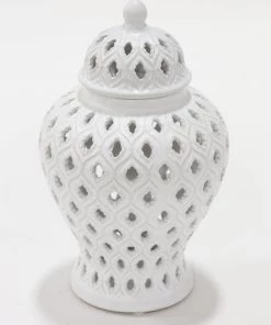 Inspire Me! Home Decor Extra Mini/Miniature White Ginger Jar