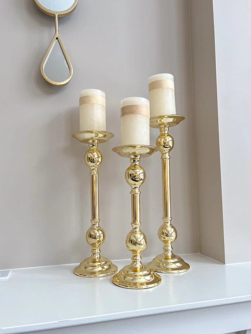 Inspire Me! Home Decor Gold Bead Detailed Candleholder (3 Sizes)