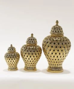 Inspire Me! Home Decor Extra Mini/Miniature Gold Ginger Jar