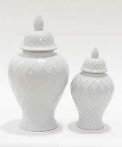 Inspire Me! Home Decor White Lattice Ginger Jar (2 Sizes)