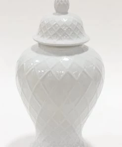Inspire Me! Home Decor White Lattice Ginger Jar (2 Sizes)