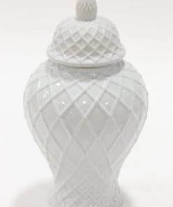 Inspire Me! Home Decor White Lattice Ginger Jar (2 Sizes)