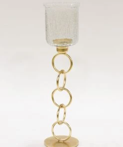 Inspire Me! Home Decor Crackled Glass Link Standing Candle Holder (2 Sizes)