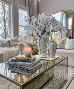 Inspire Me! Home Decor White Ginger Jar With Gold Details (3 Sizes)