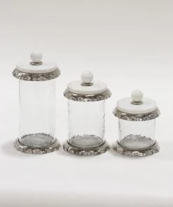 Inspire Me! Home Decor Marble & Silver Hammered Canisters