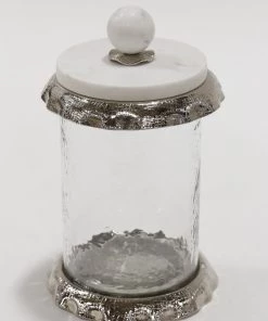 Inspire Me! Home Decor Marble & Silver Hammered Canisters