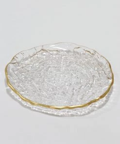 Inspire Me! Home Decor Glass Textured Salad Plate With Gold Trim