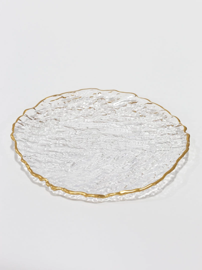 Inspire Me! Home Decor Glass Textured Dessert Plate With Gold Trim