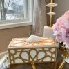 Inspire Me! Home Decor Wood Gold And White Tissue Box Cover