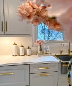 Inspire Me! Home Decor White Ceramic Jars With Gold Flower Lid (3 Sizes)