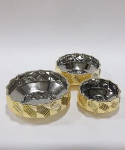 Inspire Me! Home Decor Champagne Textured Ceramic Bowls (3 Sizes)